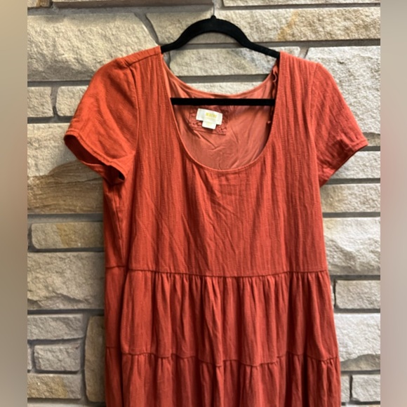 Anthropologie Maeve Gillian Tiered Maxi Dress Rust Orange Boho size 12 prairie - Picture 6 of 8